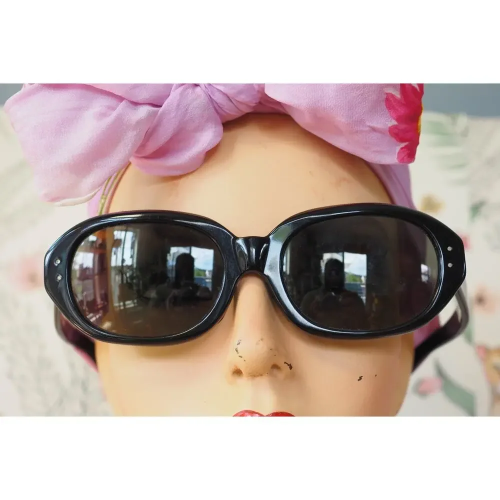 Vintage 1960s Mod Sunglasses France Thick Ebony Tone Frames MCM Retro NOS